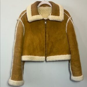 Vintage Tan Real Suede Shearling Women's Jacket